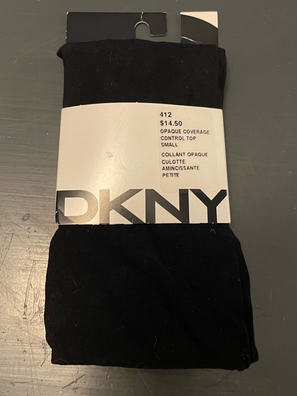 DKNY Black OPAQUE COVERAGE CONTROL TOP Pantyhose tights SMALL